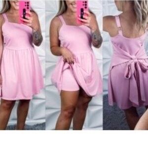 Sweet Pink Tie-Back Summer Dress